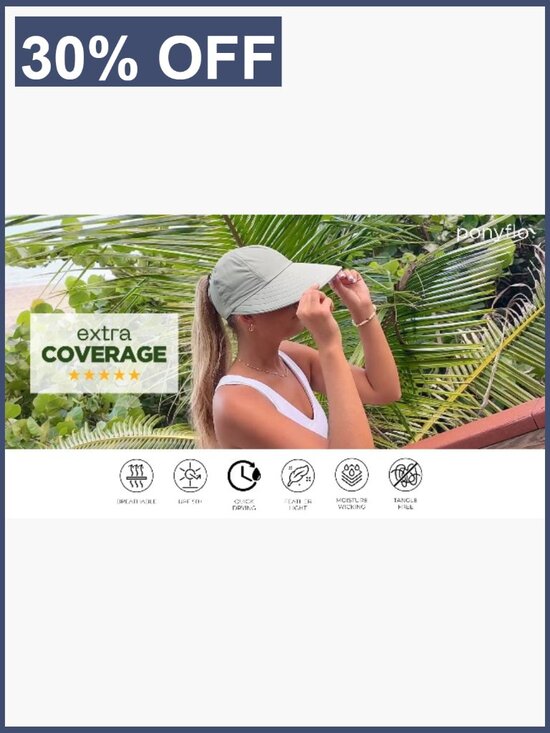 Wide Brim Ponytail Sun Hat UPF 50 Sun Protection Adjustable